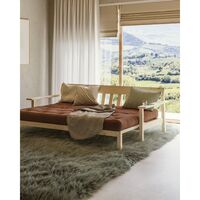 Unwind Sofa Bed Clear Lacquered Pine/757 Petrol Blue