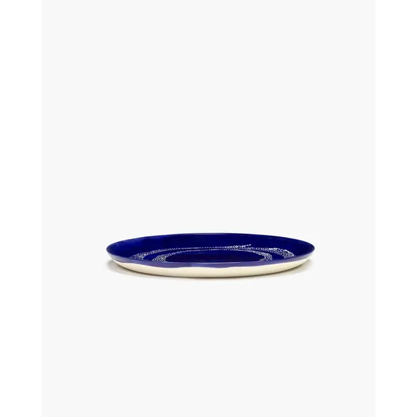 Feestbord L Wit/ Donker Blauw Stippen