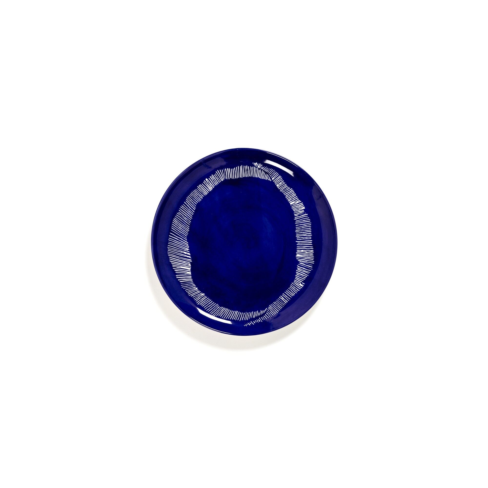 Assiette Feast L Rayures Blanc/ Bleu Foncé