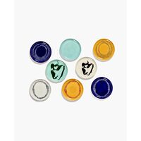 Plato Feast L Blanco/ Rayas Azul Oscuro