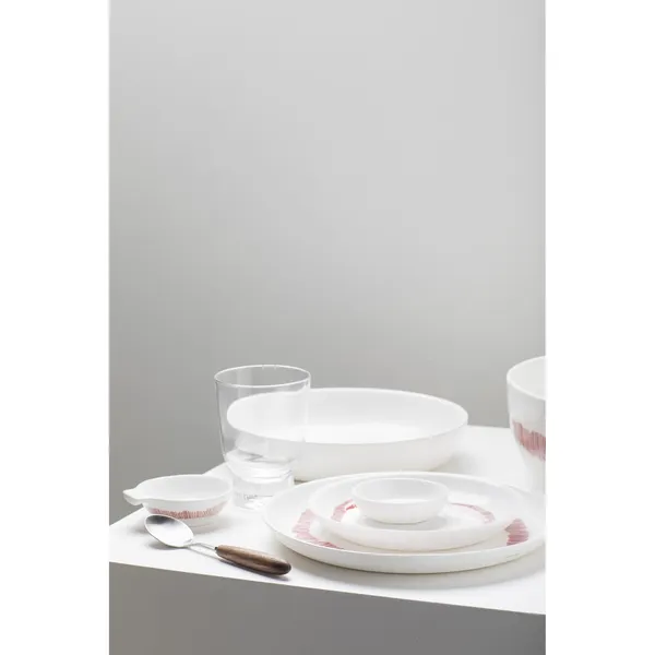 Feast Deep Plate Biały/ Red Strips