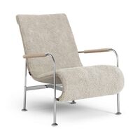 Schwedischer Schlangen-Sessel Chrom/ Schaffell Moonlight/Eiche