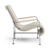 Schwedischer Schlangen-Sessel Chrom/ Schaffell Moonlight/Eiche