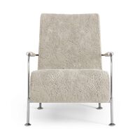 Schwedischer Schlangen-Sessel Chrom/ Schaffell Moonlight/Eiche