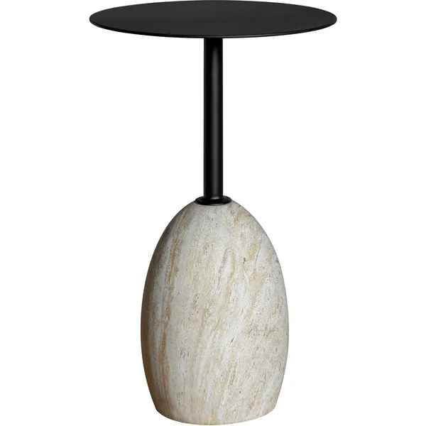 Shine Side Table Black/Travertine