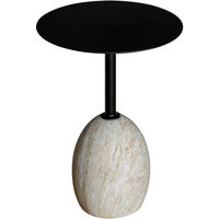 Shine Side Table Black/Travertine