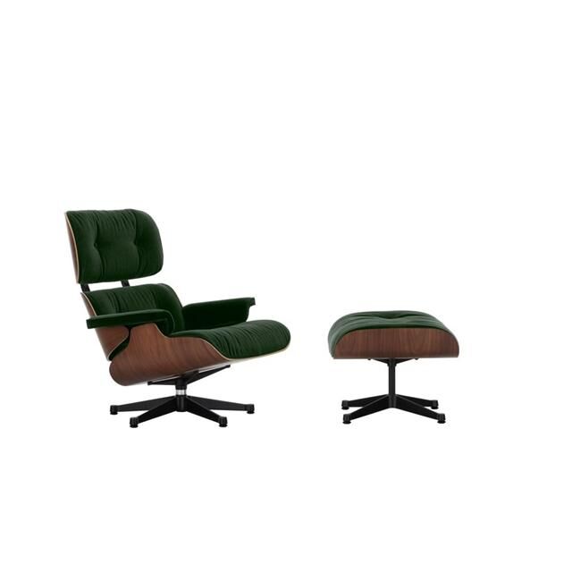 Eames Lnestol Med Ottoman Mrk Valnd/11 Pine Green/Dyb Sort