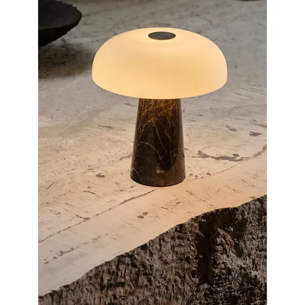 Glossy Mini Portable Lamp Grey Brown