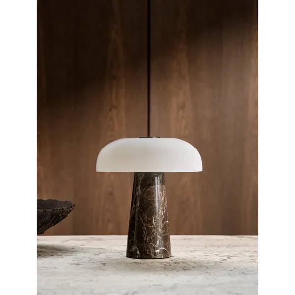 Glossy Mini Portable Lamp Grey Brown
