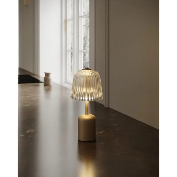 Asteea Lampe Portable Satin Laiton/Strié Transparent