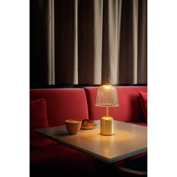 Asteea Lampe Portable Satin Laiton/Strié Transparent