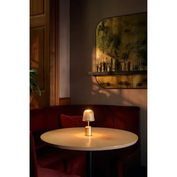 Asteea Lampe Portable Satin Laiton/Strié Transparent