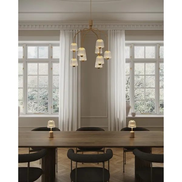 Asteea Lampe Portable Satin Laiton/Strié Transparent