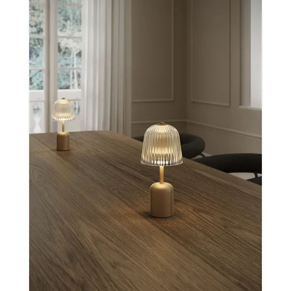 Asteea Lampe Portable Satin Laiton/Strié Transparent