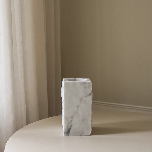 Edge Vase Large White Carrara