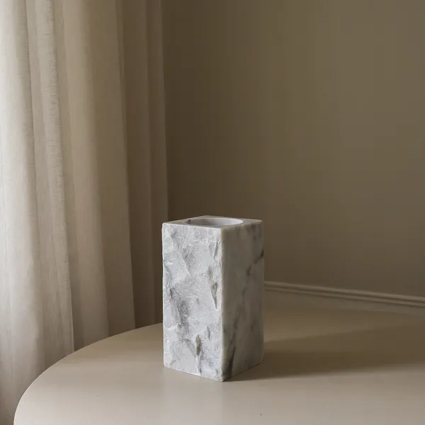 Edge Vase Large White Carrara