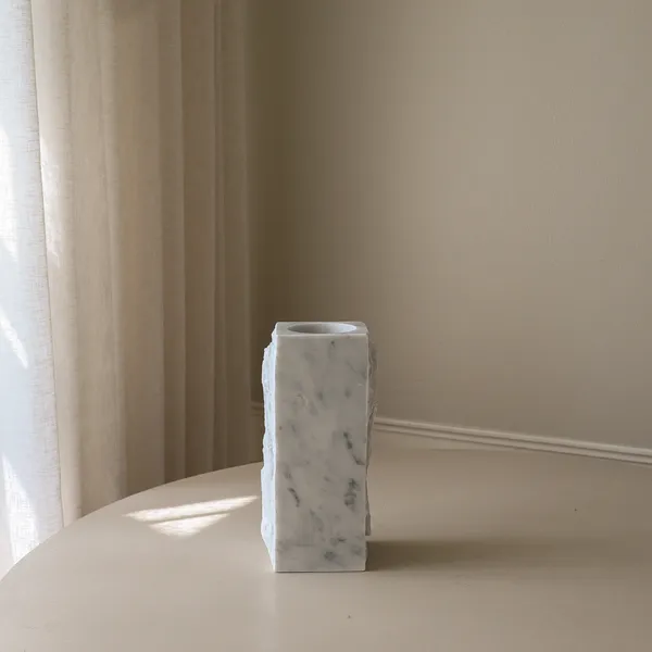 Edge Vase Medium White Carrara