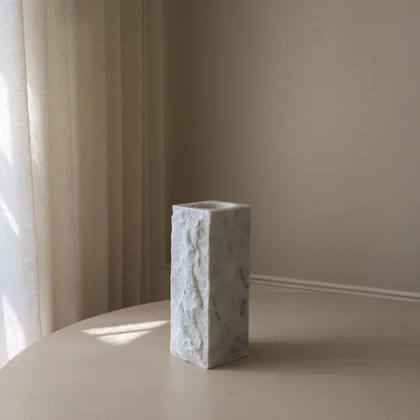 Edge Vase Medium White Carrara