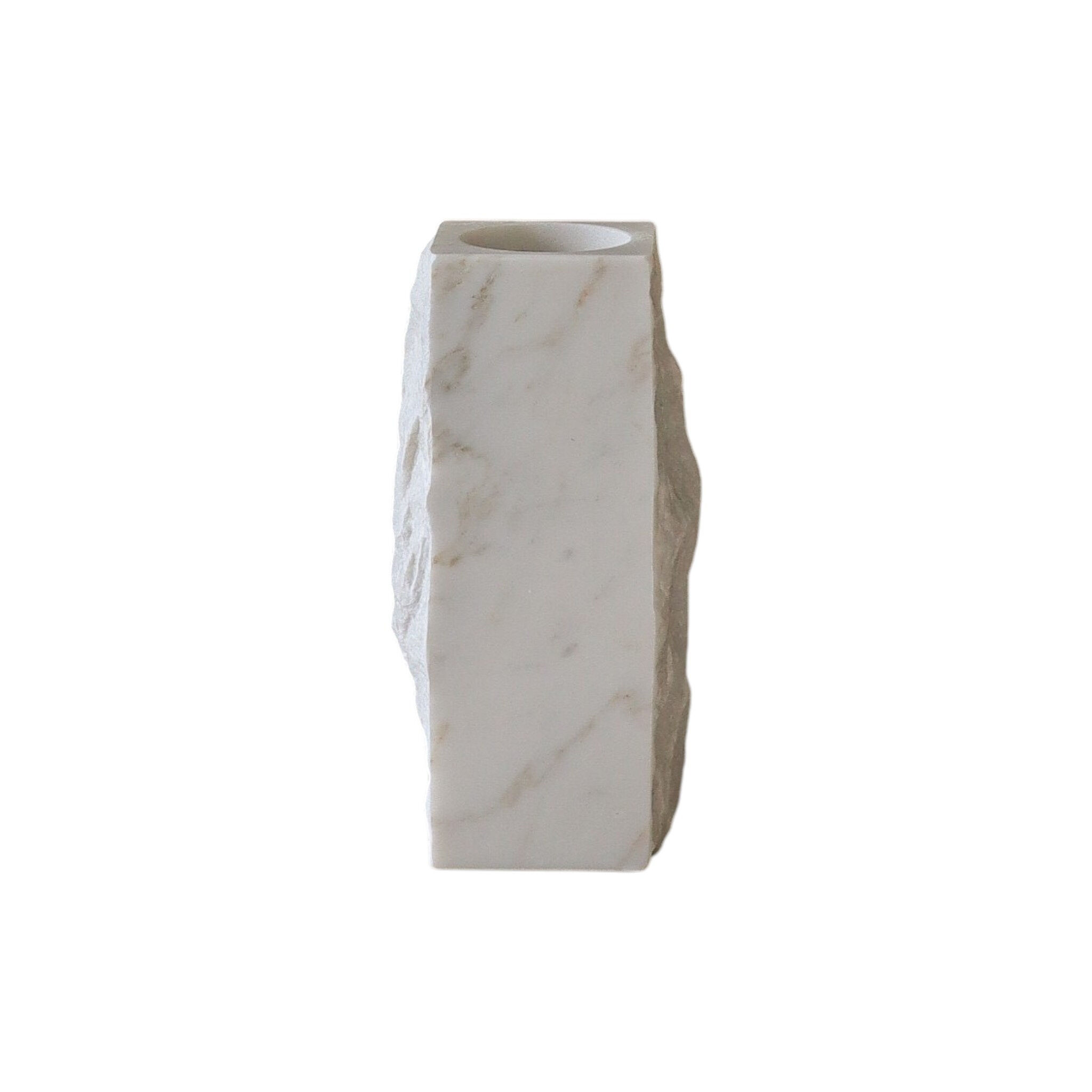 Edge Vase Small White Carrara