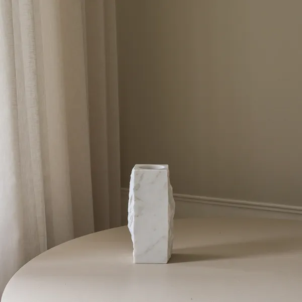 Edge Vase Small White Carrara