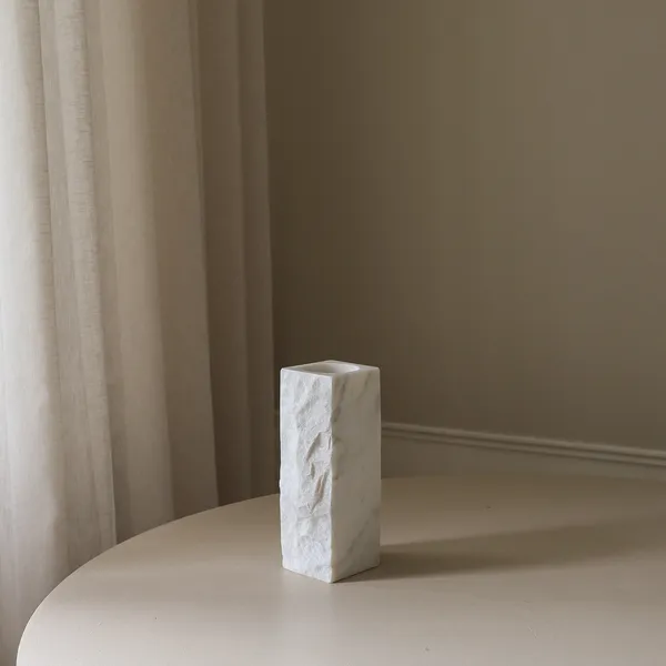 Edge Vase Small White Carrara