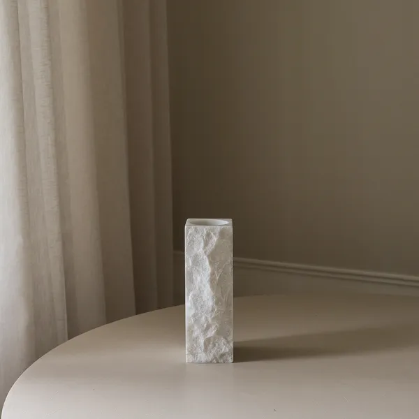 Edge Vase Small White Carrara