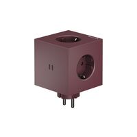 Square 2 Socket Extender & Dual USBC 30W Mulberry Red (Bauhaus)