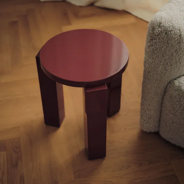 Atlas Hocker Rund Burgunderrot