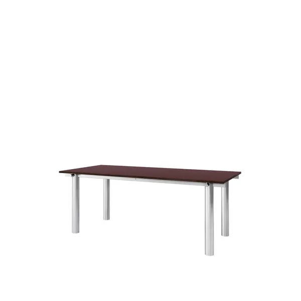 Atura Dining Table 200x90 cm Stainless Steel/Burgundy Linoleum