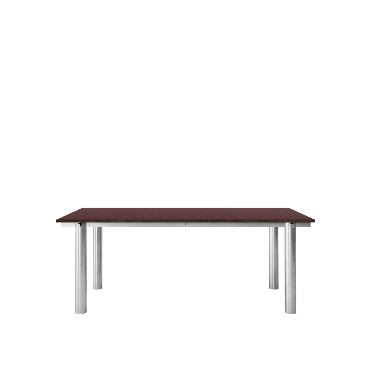 Atura Spisebord 200x90 cm Rustfritt Stål/Burgundy Linoleum