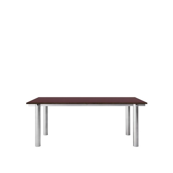 Atura Spisebord 200x90 cm Rustfritt Stål/Burgundy Linoleum