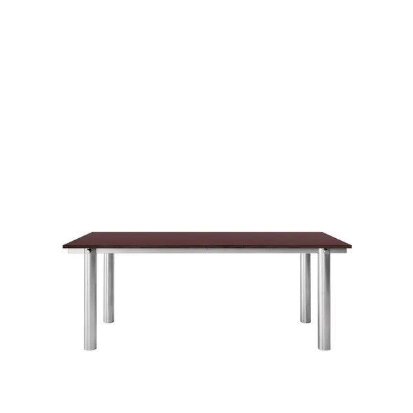 Atura Dining Table 200x90 cm Stainless Steel/Burgundy Linoleum