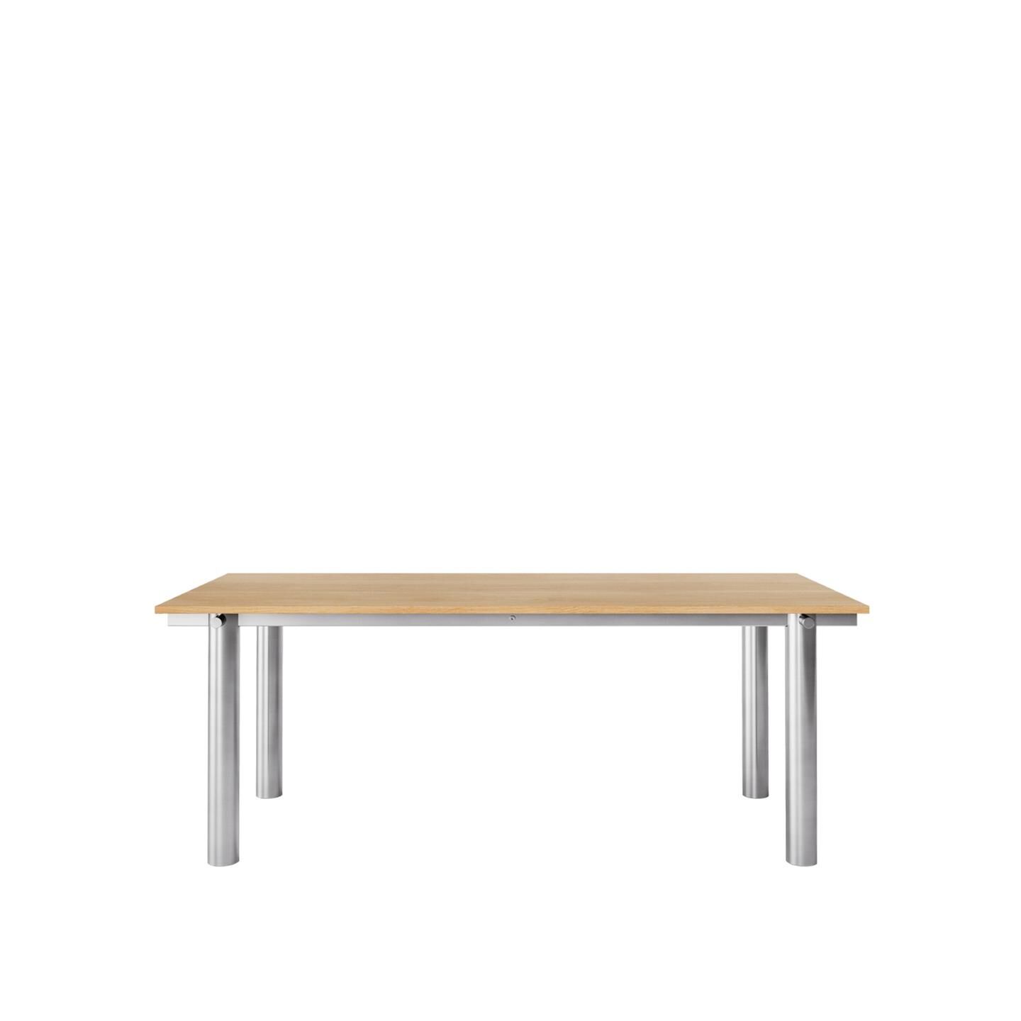 Atura Spisebord 200x90 cm Rustfritt Stål/Natur Eik