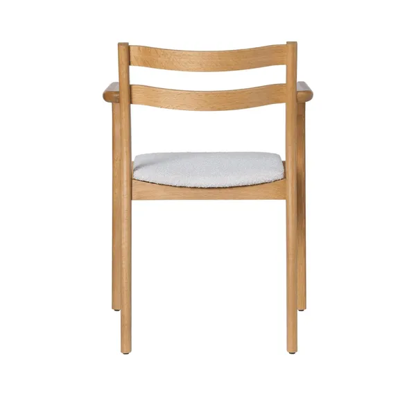 Boda Dining Chair With Armrests Upholstered Rugged Bouclé C/M Oak/Off-White