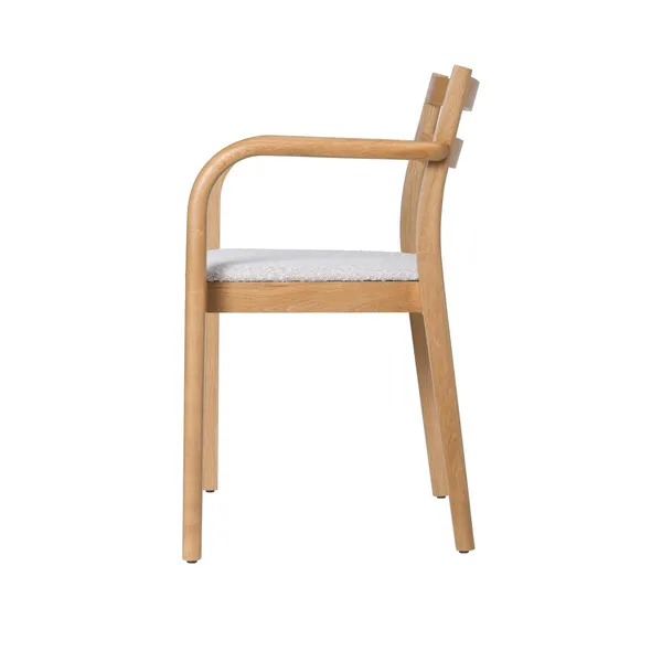 Boda Dining Chair With Armrests Upholstered Rugged Bouclé C/M Oak/Off-White