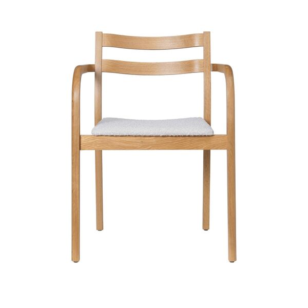 Boda Eetkamerstoel Met Armleuningen Beklede Rugged Bouclé C/M Eiken/Off-White