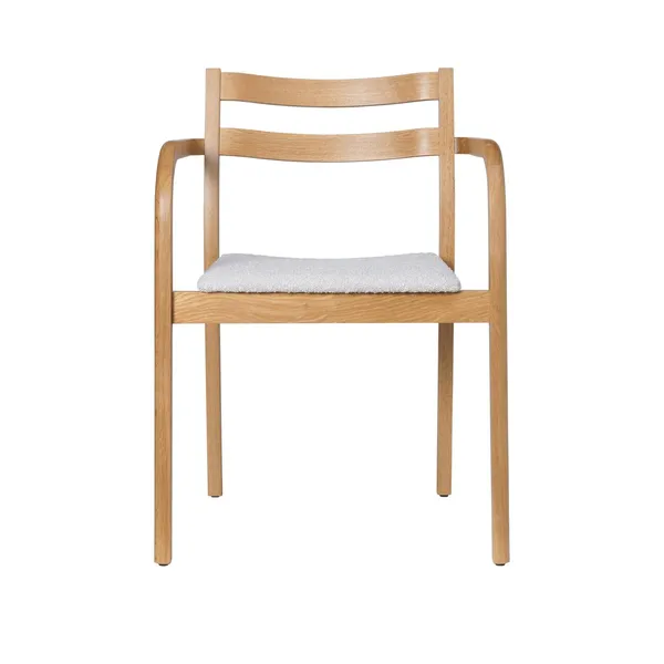 Boda Dining Chair With Armrests Upholstered Rugged Bouclé C/M Oak/Off-White