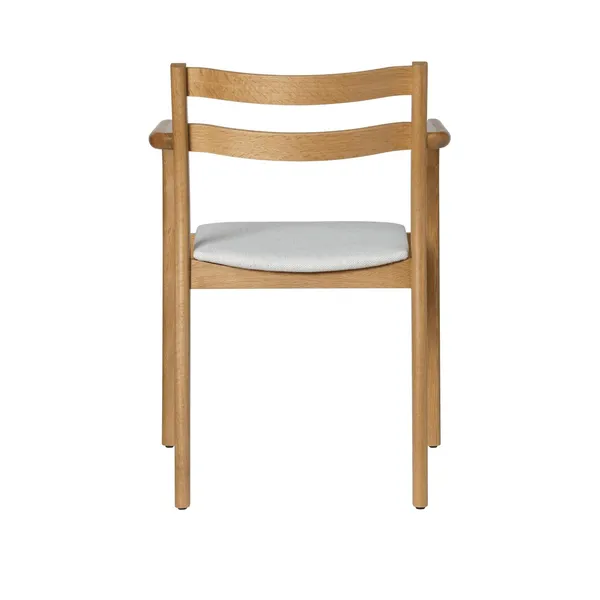 Boda Dining Chair With Armrests Upholstered Staple Natural Oak/Off-White