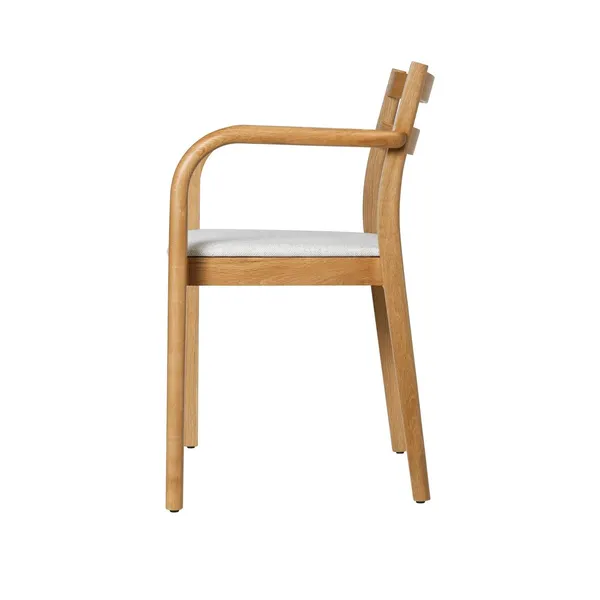 Boda Dining Chair With Armrests Upholstered Staple Natural Oak/Off-White