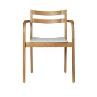 Boda Dining Chair With Armrests Upholstered Staple Natural Oak/Off-White