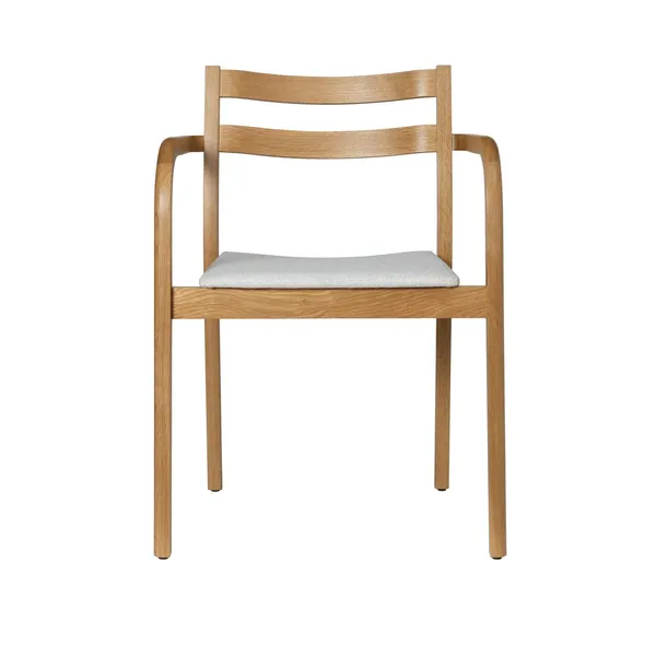 Boda Dining Chair With Armrests Upholstered Staple Natural Oak/Off-White