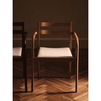 Boda Dining Chair With Armrests Upholstered Staple Natural Oak/Off-White