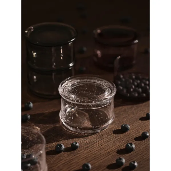Boya Stackable Containers Ø10.5 cm Set of 2 Clear With Bubbles