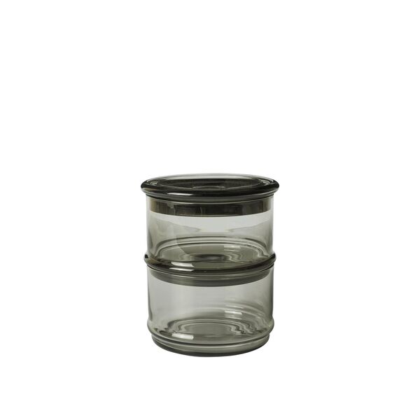 Boya Stackable Containers Ø10.5 cm Set of 2 Smoked Grey