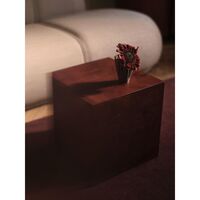 Burl Cube Side Table Dark Stained Burl