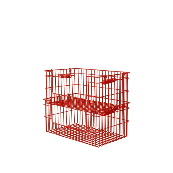 Cala Offener Stapelbarer Korb H13 cm 2er-Set Poppy Red
