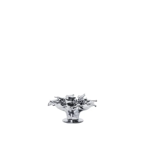 Holly Leaf Candle Holder Silver