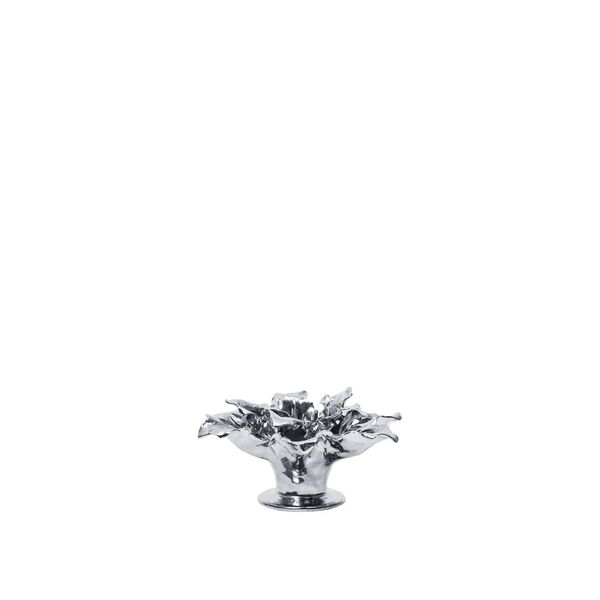 Holly Leaf Candle Holder Silver