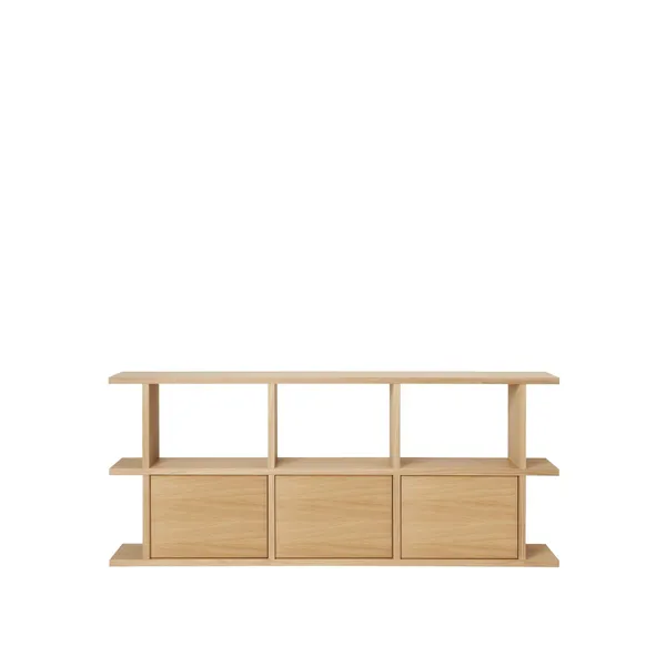 Kona Bookcase 3x2 With 3 Cabinet Inserts Natural Oak