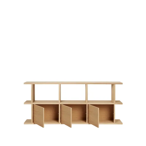Kona Bookcase 3x2 With 3 Cabinet Inserts Natural Oak